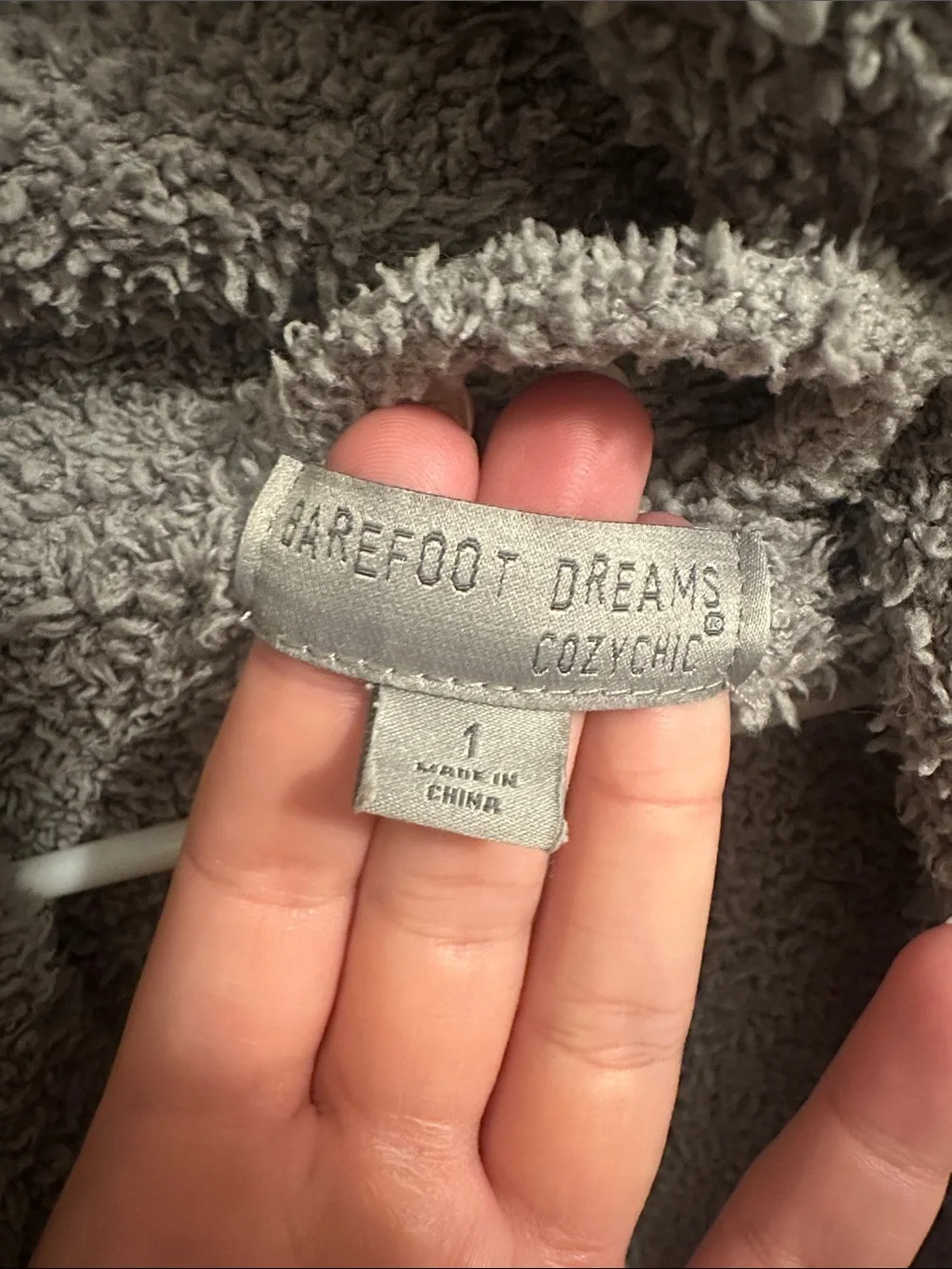 Barefoot Dreams Cozy Gray Plush Bath Robe with Pockets